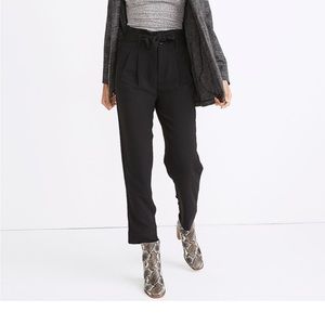 Madewell drapey high-waisted paperbag pants black size 0